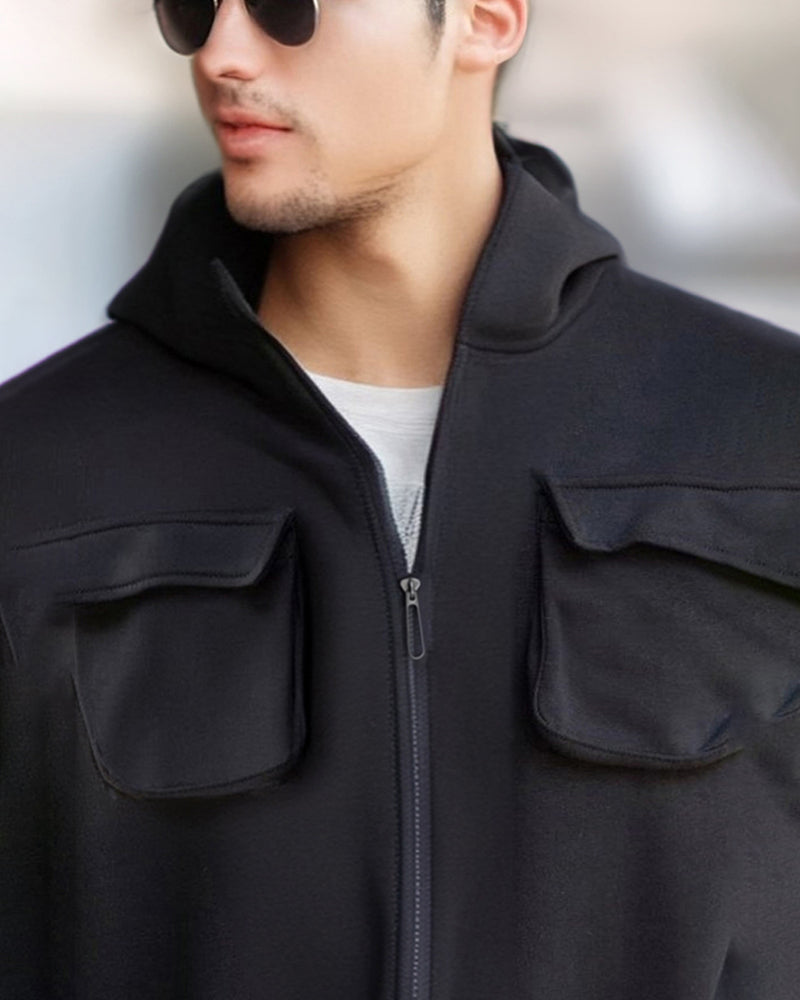 mens black hooded jacket