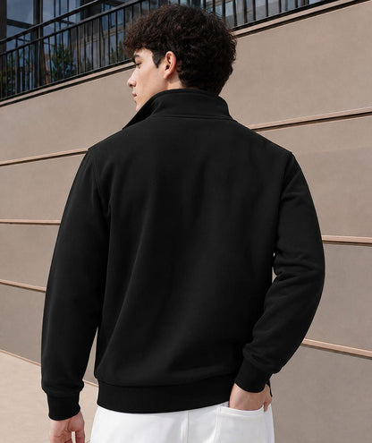 High Neck Logo Print Witer Jacket Black