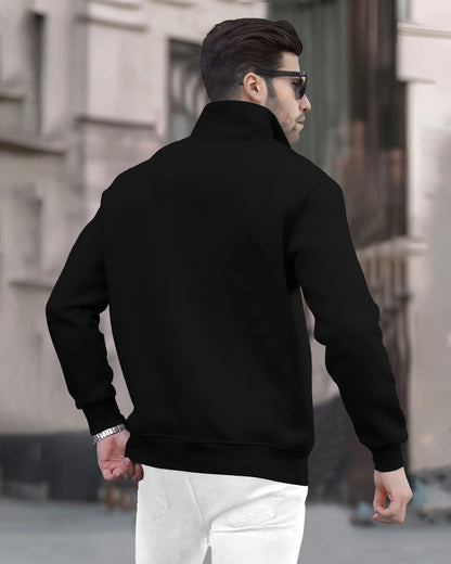 Men Plain Zipper High Neck Casual Sweatshirts - 5 Colors