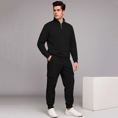 High Neck Sweatshirts and Cargo Joggers Outfit Sets 6 Variants