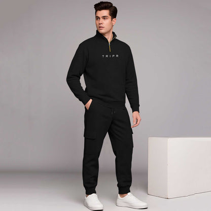 High Neck Sweatshirts and Cargo Joggers Outfit Sets 6 Variants