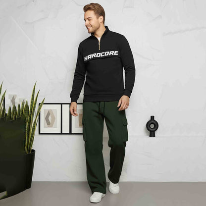 Winter High Neck Sweatshirt & Plain Baggy Tracksuit
