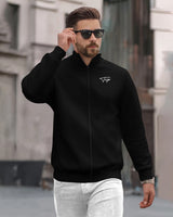 men henley neck casual jacket - Black