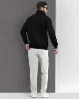 Men Winter Tracksuit - Black Sweatshirt & Grey Track Pant