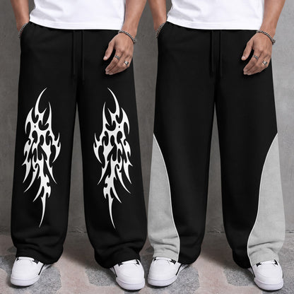 Mens Printed and Solid Baggy Track Pants Combo – Pack of 2