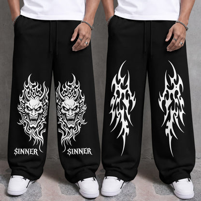 Mens Printed and Solid Baggy Track Pants Combo – Pack of 2