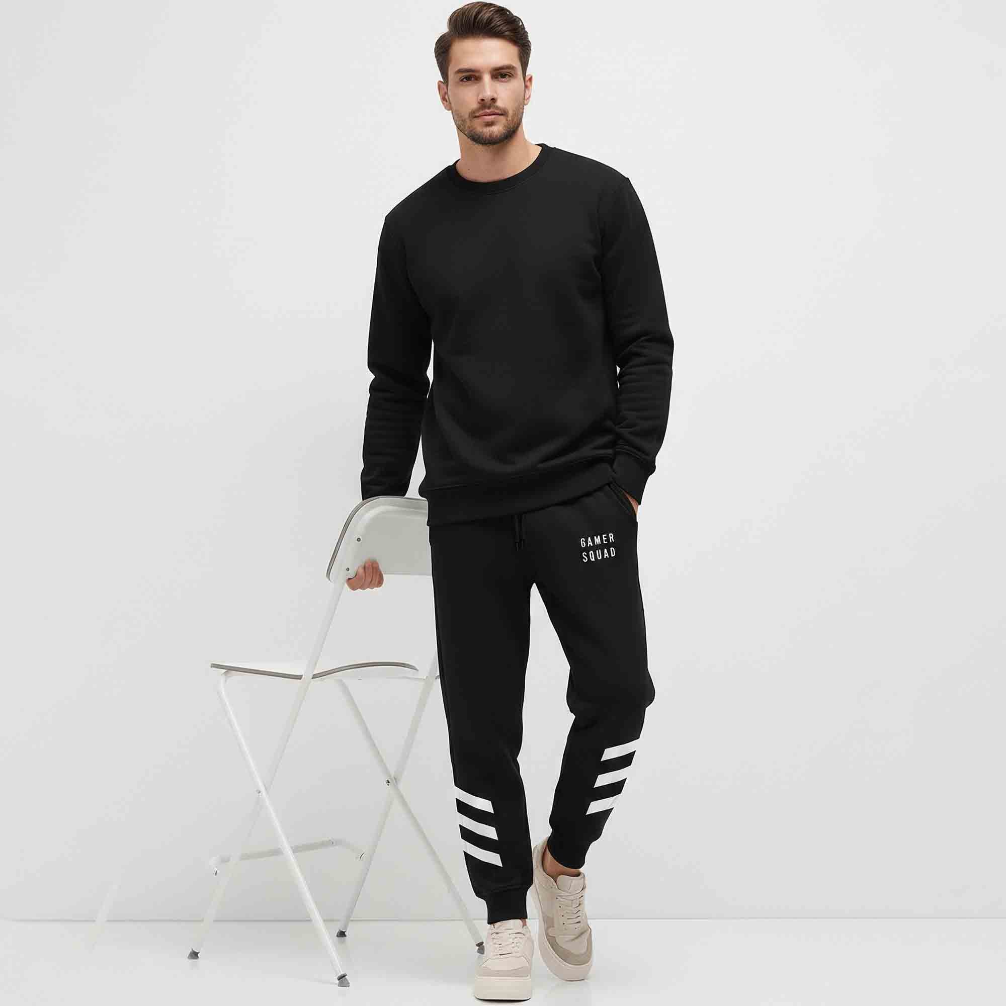 Men Printd Trackpant Black
