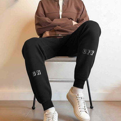 Men On-Off Printd Trackpant Black