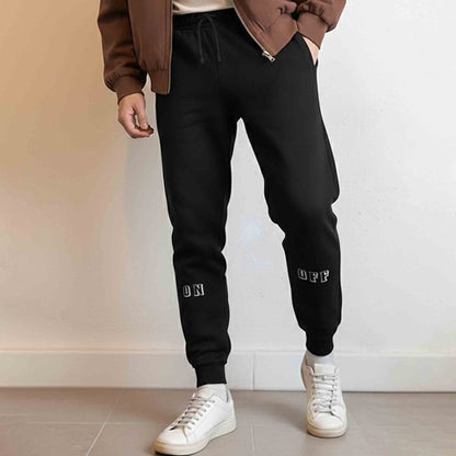 Men On-Off Printd Trackpant Black