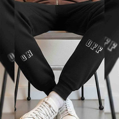 Men On-Off Printd Trackpant Black