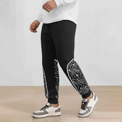 Men's Ankle Deisgn Printed Black Jogger Track Pant