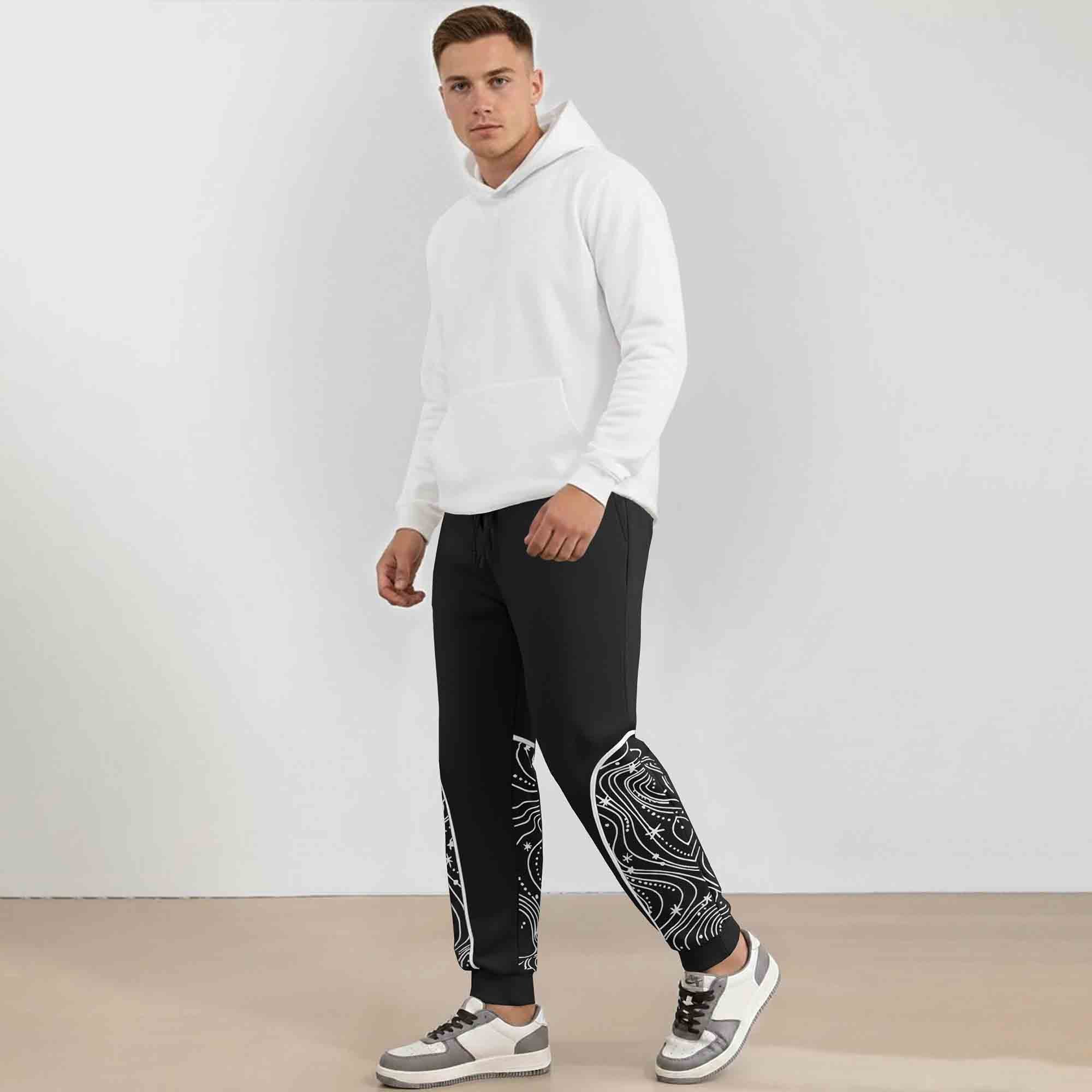 Men's Ankle Deisgn Printed Black Jogger Track Pant