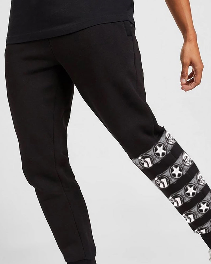 Mens Printed Cuffed Jogger / Black