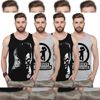 Men Printed Vest (Pack of 4) / Multicolor