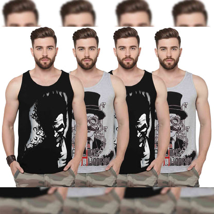 Men Printed Vest (Pack of 4) / Multicolor