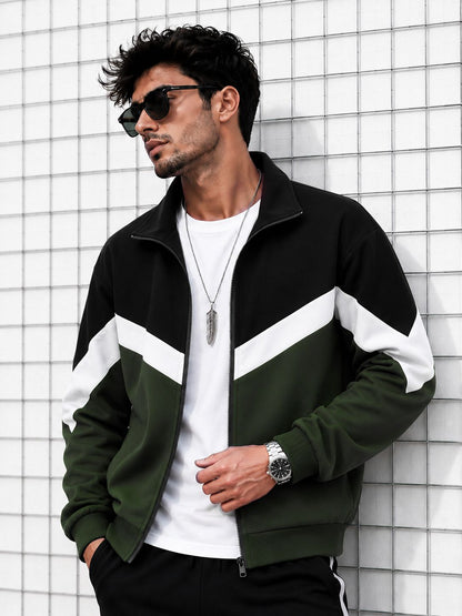 Mens High Neck Multicolor Winter Jacket