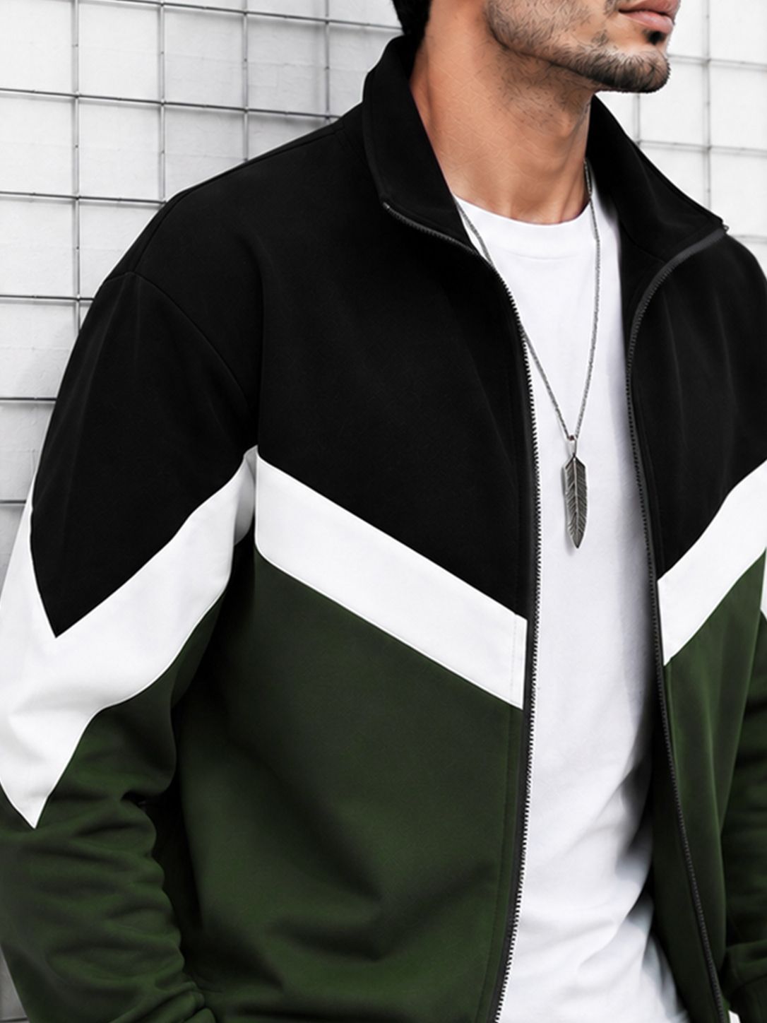 Mens High Neck Multicolor Winter Jacket