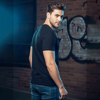 Men Half Sleeve REBEL Printed Cotton Blend Tshirt Black