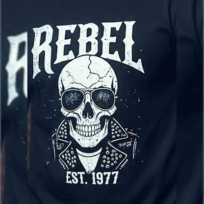 Men Half Sleeve REBEL Printed Cotton Blend Tshirt Black