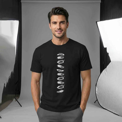 Half Sleeve Printed Round Neck Cotton Blend TShirt Black