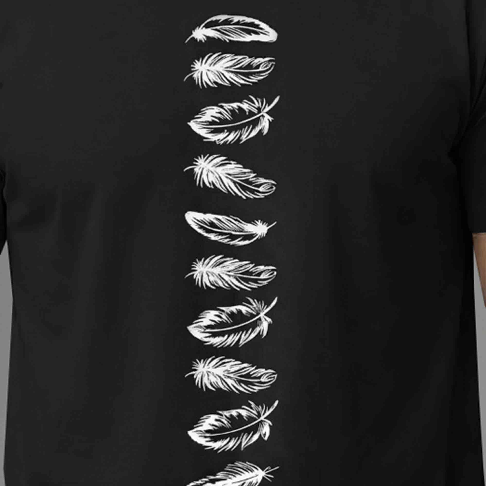 Half Sleeve Printed Round Neck Cotton Blend TShirt Black