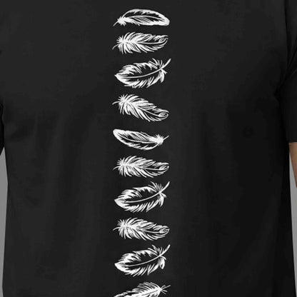 Half Sleeve Printed Round Neck Cotton Blend TShirt Black