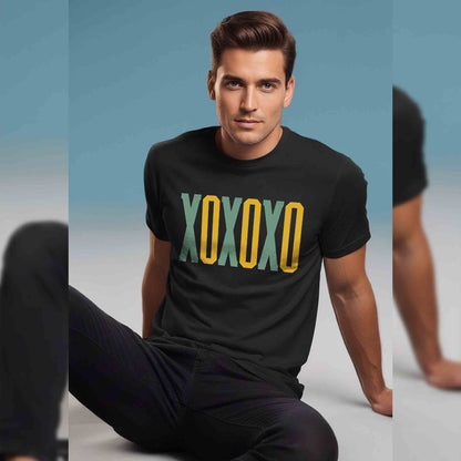 Mens Half Round Neck XO Printed Tshirt Black
