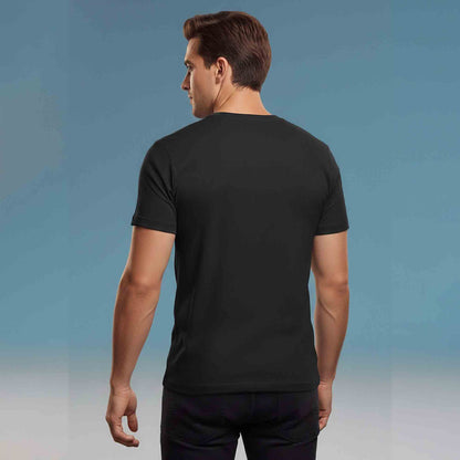 Mens Half Round Neck XO Printed Tshirt Black
