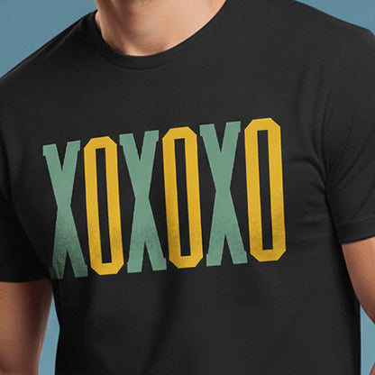 Mens Half Round Neck XO Printed Tshirt Black