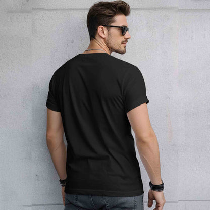 Mens Half Round Neck HANGOVER Printed Tshirt Black