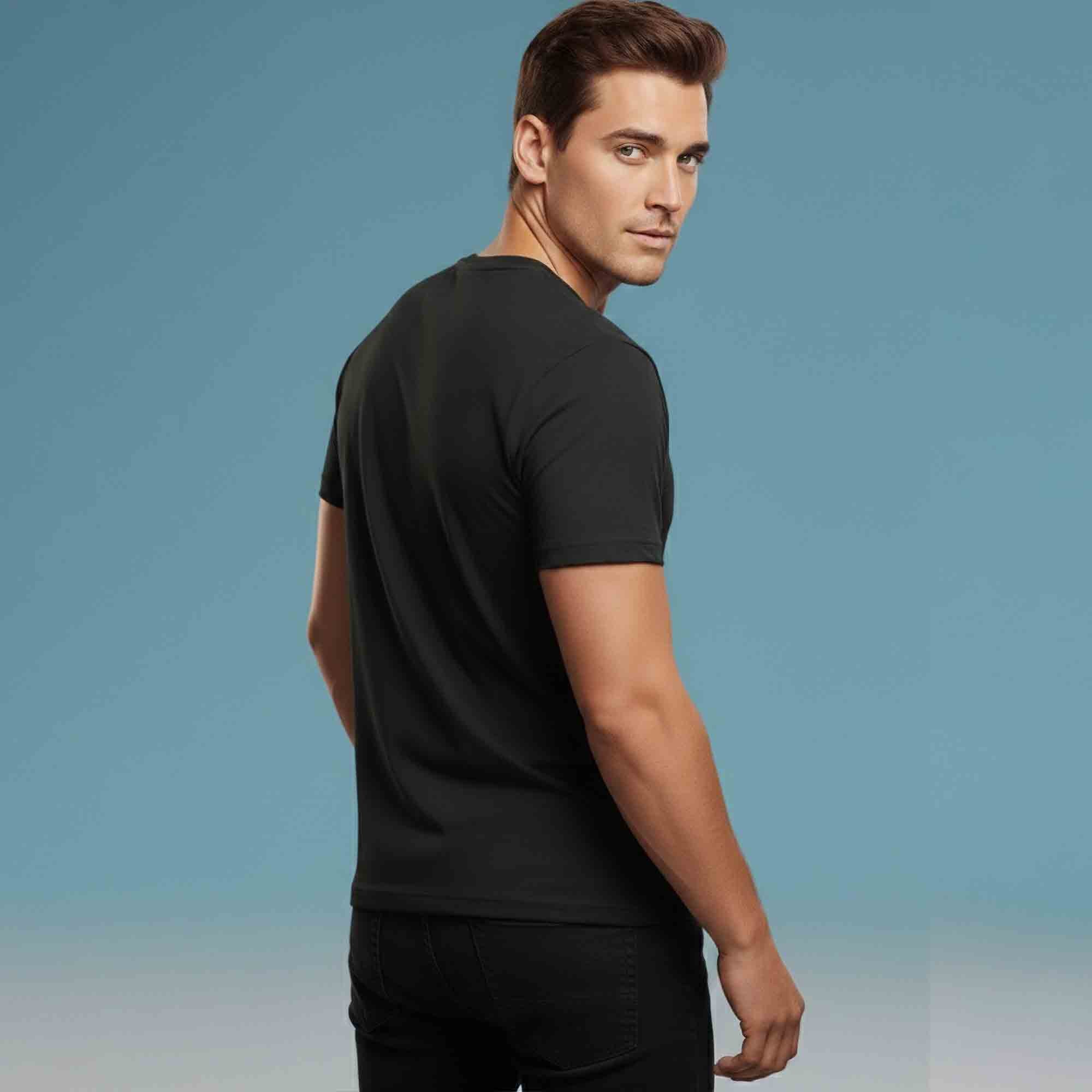 Men Half Sleeve Design Printed Tshirt Black