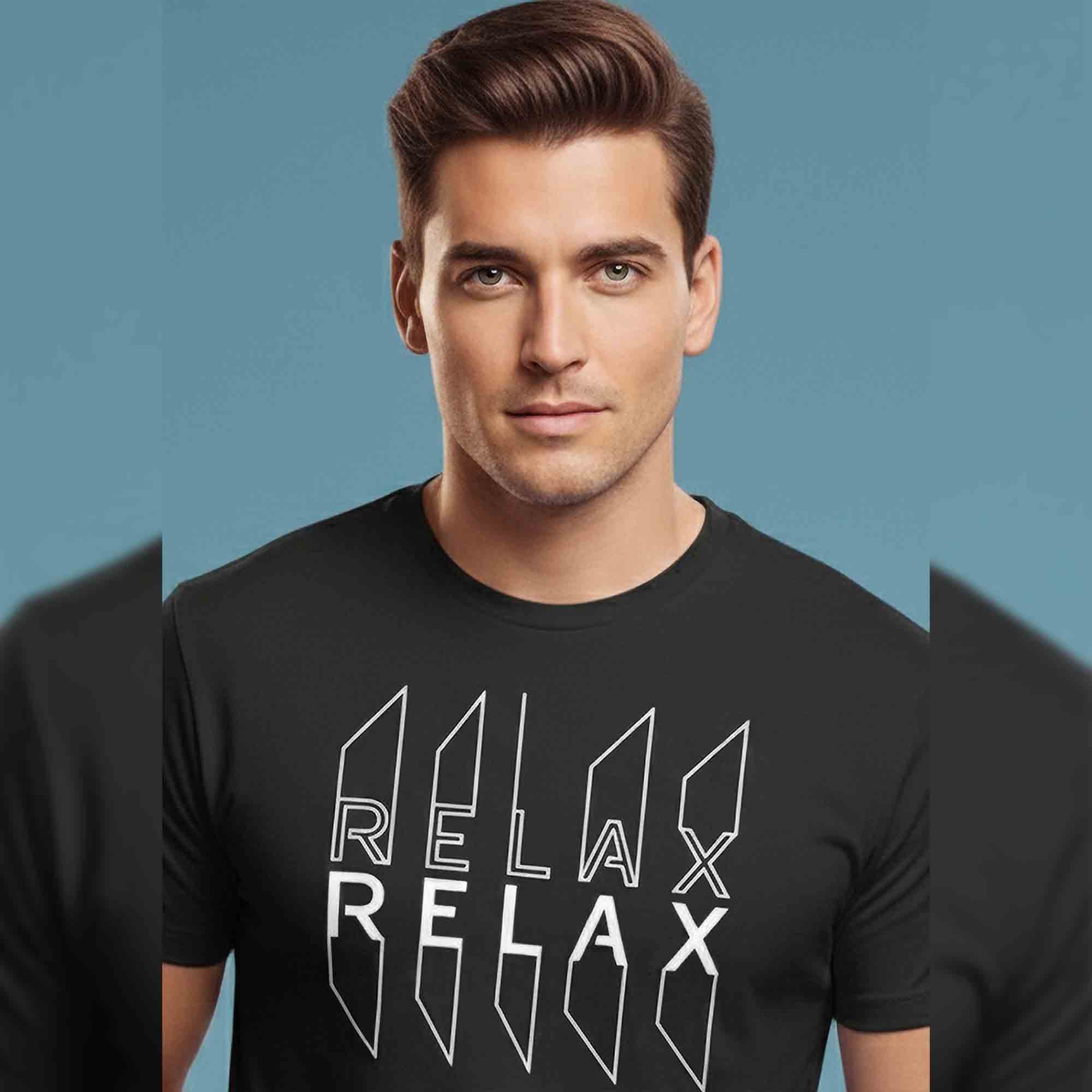 Men Half Sleeve Design Printed Tshirt Black
