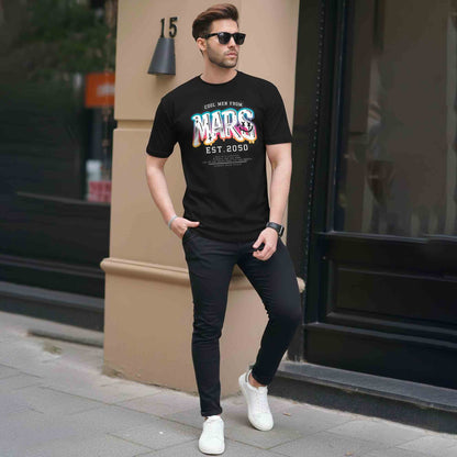 Men Half Sleeve Printed Tshirt Black