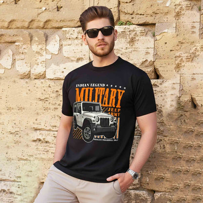 Men Half Sleeve Printed Tshirt Black