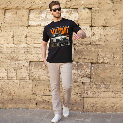Men Half Sleeve Printed Tshirt Black
