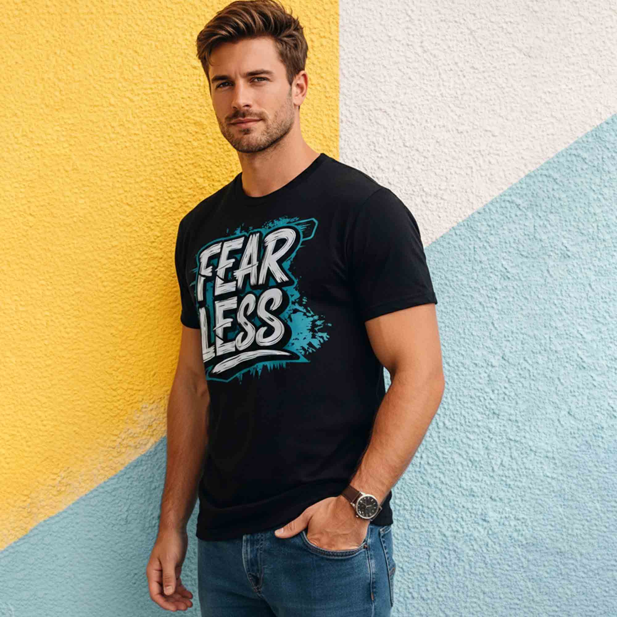 Men Half Sleeve Printed Tshirt Black