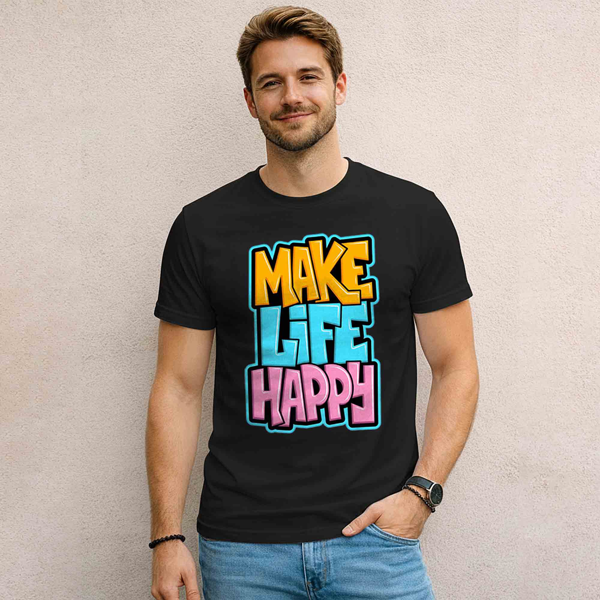 Men Half Sleeve Typography Printed Tshirts