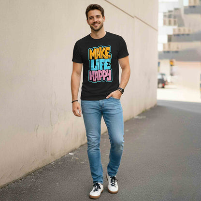 Men Half Sleeve Printed Tshirt Black