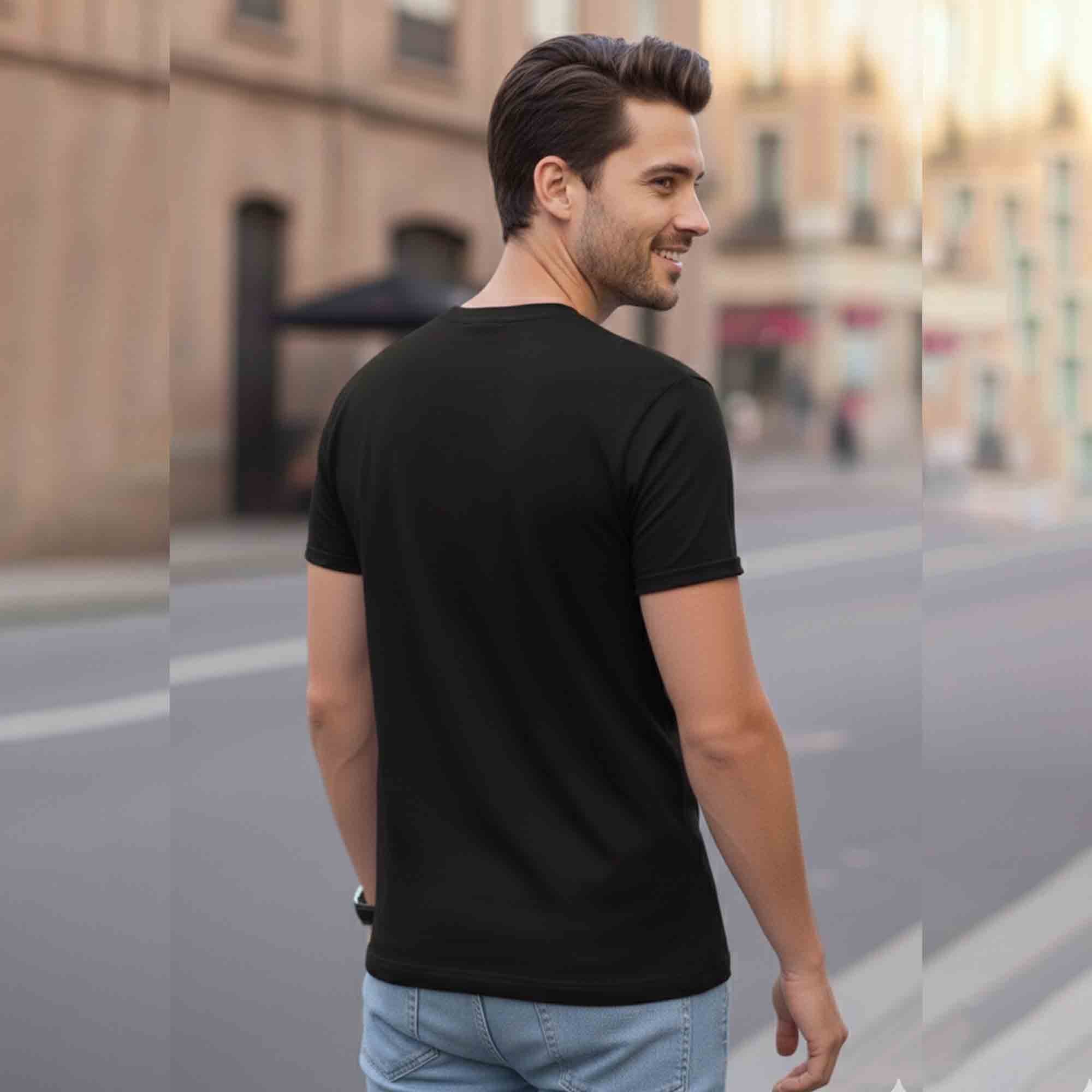Men Half Sleeve Printed Tshirt Black