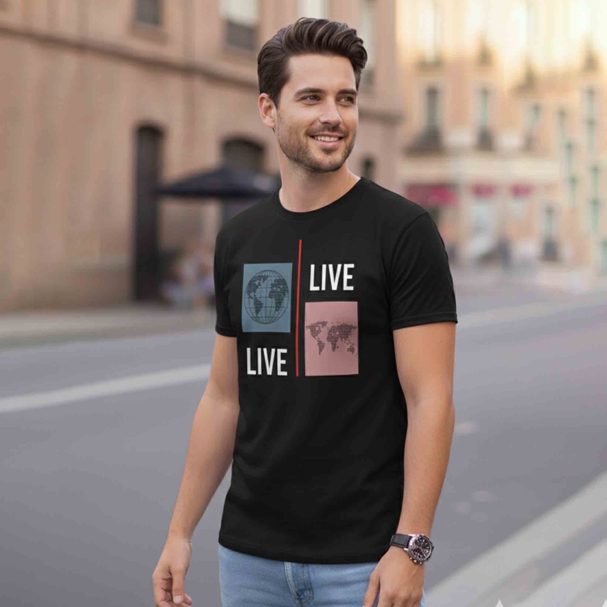 Men Half Sleeve Printed Tshirt Black