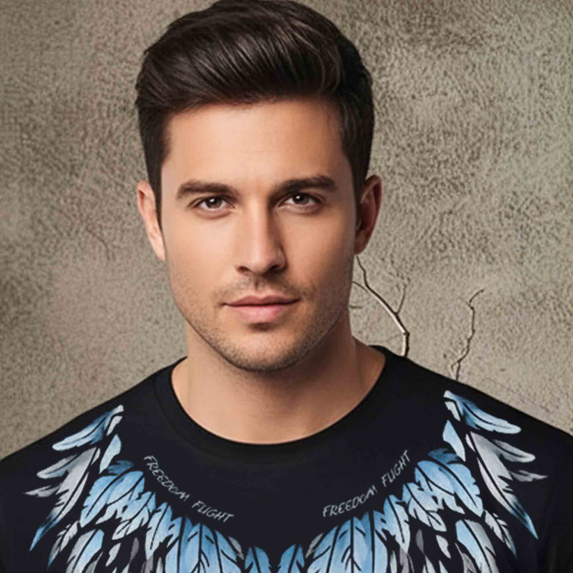 Men Half Sleeve Design Printed Tshirt Black