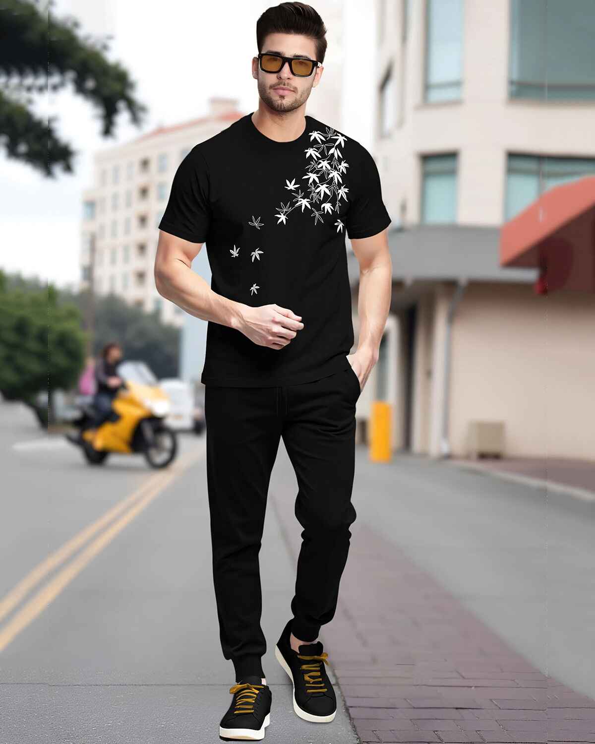 Track Suit Half Sleeve Colorblocked T-shirt with Plain Tackpants- 17 Variants