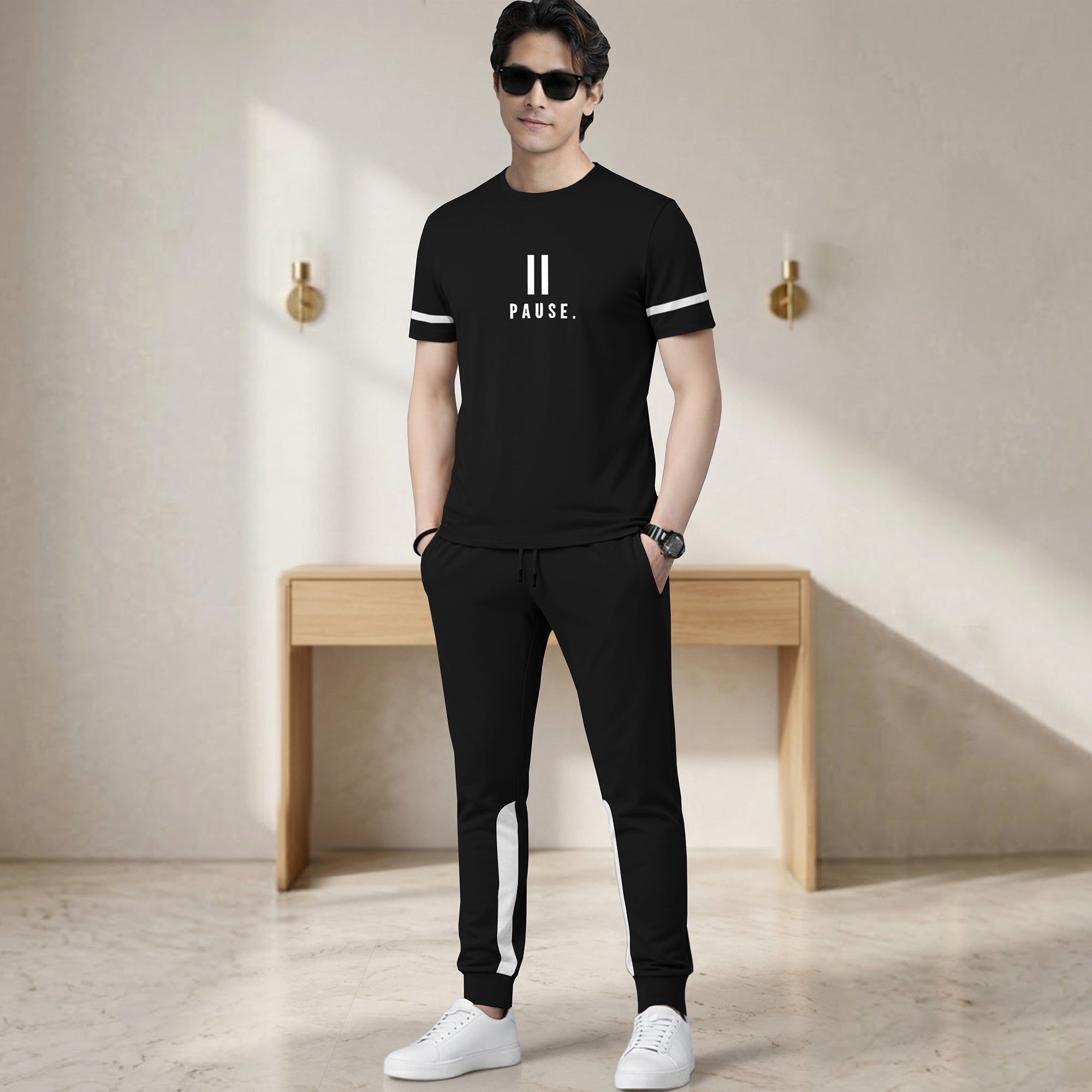 Half Sleeve Printed TShirts & Track pants Matching Outfit Set
