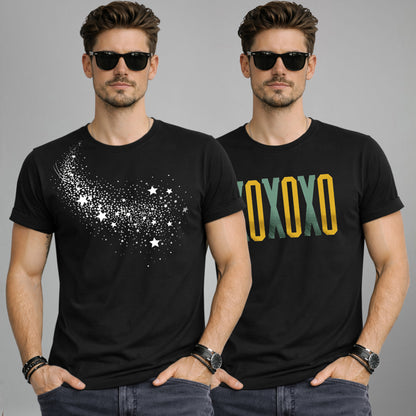 (Pack Of 2) Half Sleeve Typography Printed T-shirts