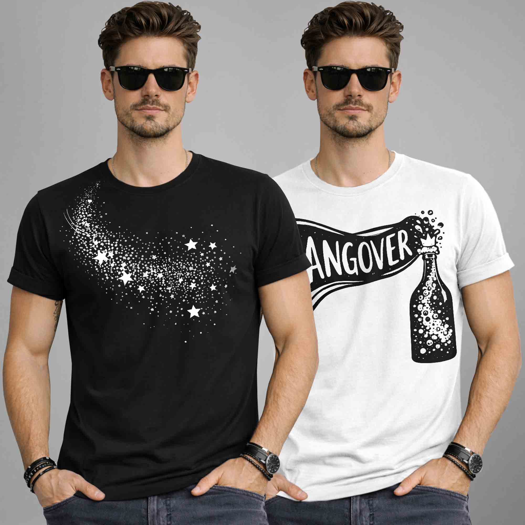 Pack Of 2 Graphics Printed Men Half Sleeve Combo T-shirts - 16 Variants