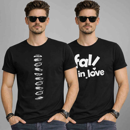 Pack Of 2 Graphics Printed Men Half Sleeve Combo T-shirts - 16 Variants