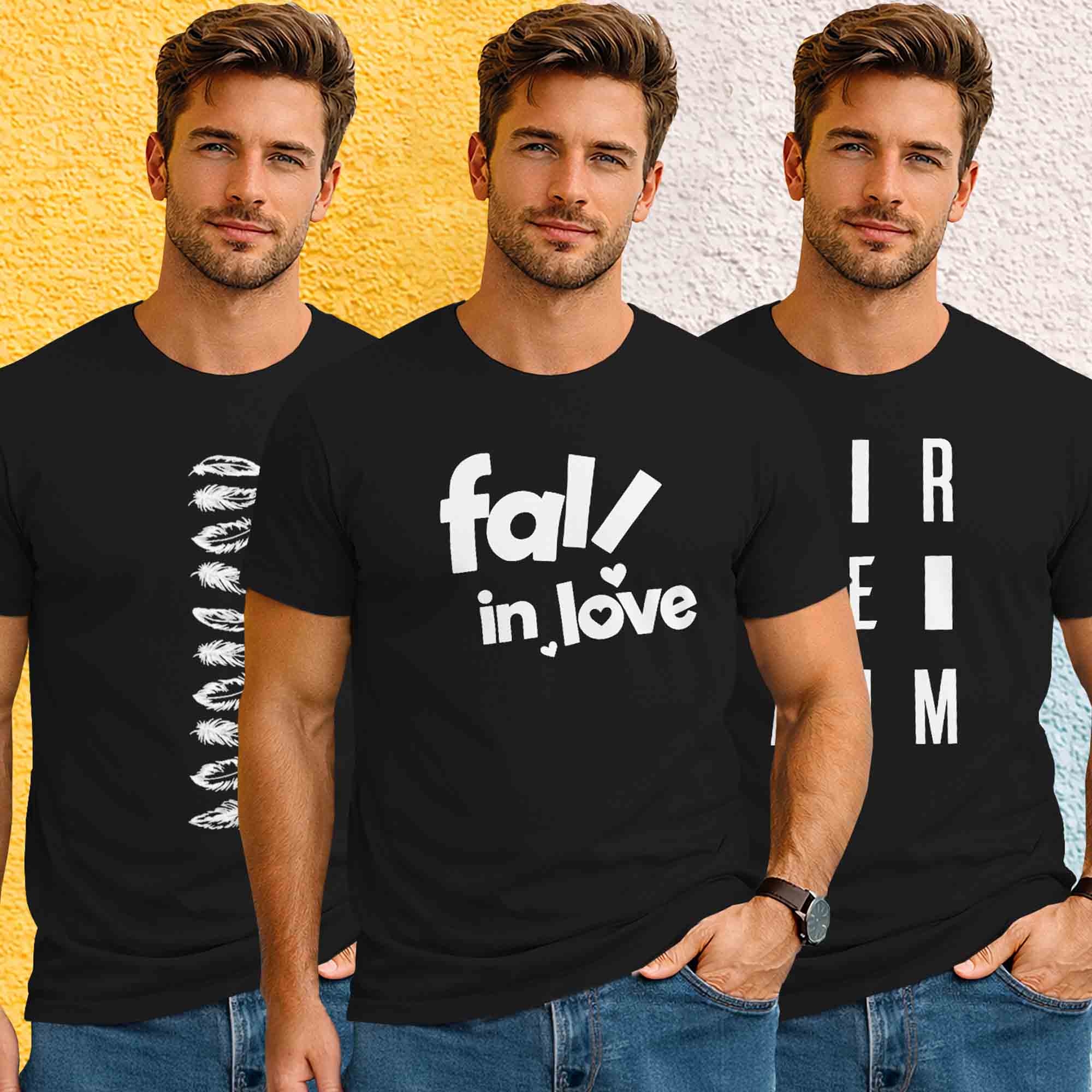 Mens (Pack Of 3) Half Sleeve Printed Tshirts