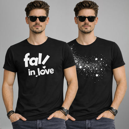 (Pack Of 2) Half Sleeve Typography Printed T-shirts