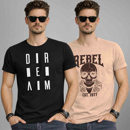 Pack Of 2 Graphics Printed Men Half Sleeve Combo T-shirts - 16 Variants