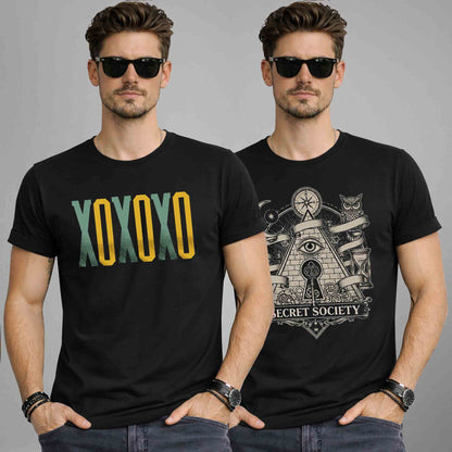 Pack Of 2 Graphics Printed Men Half Sleeve Combo T-shirts - 16 Variants